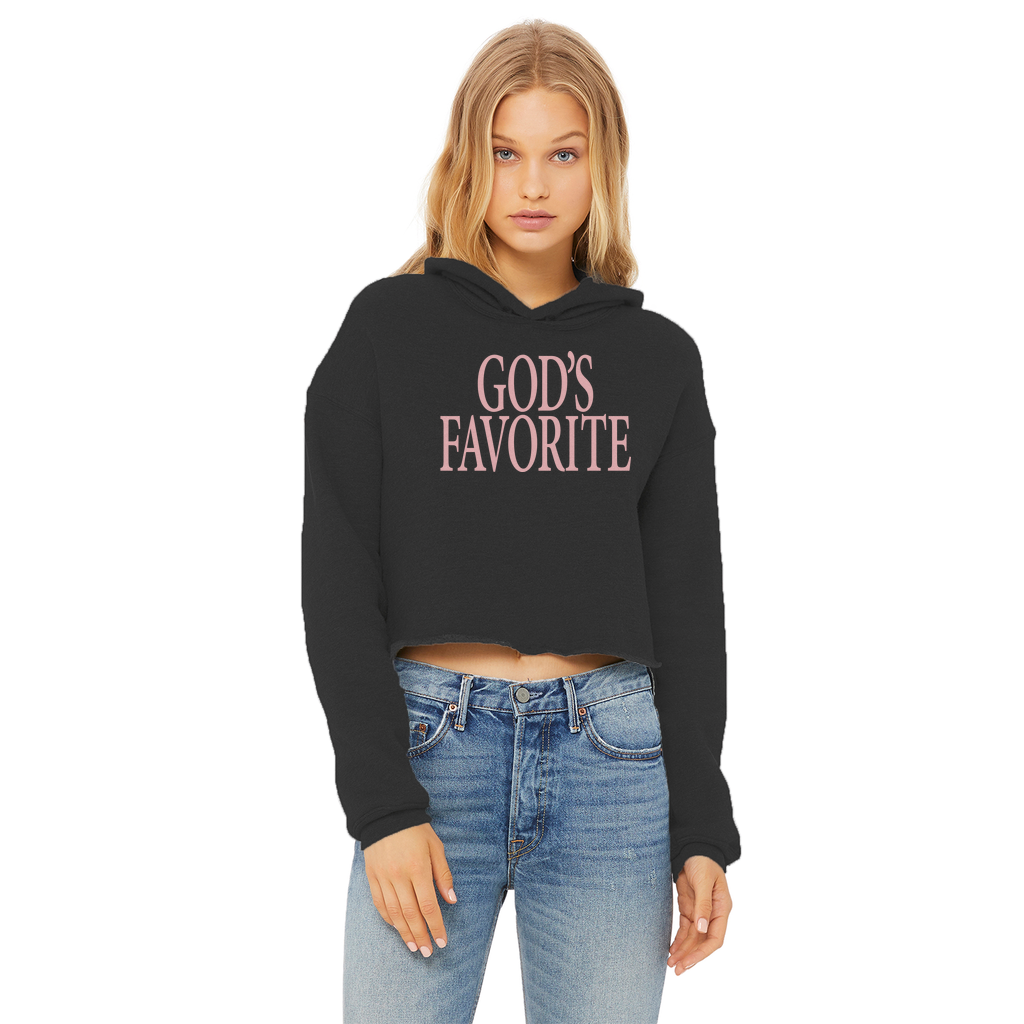 God's Favorite Ladies Cropped Raw Edge Hoodie