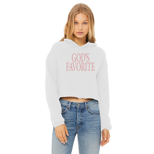 God's Favorite Ladies Cropped Raw Edge Hoodie