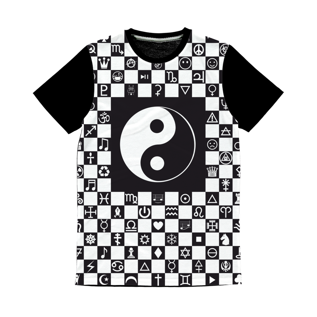 Yin and Tang Chequer Symbols Classic Sublimation Panel T-Shirt